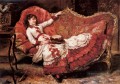 Eine elegante Dame in einem roten Kleid Frau Eduardo Leon Garrido